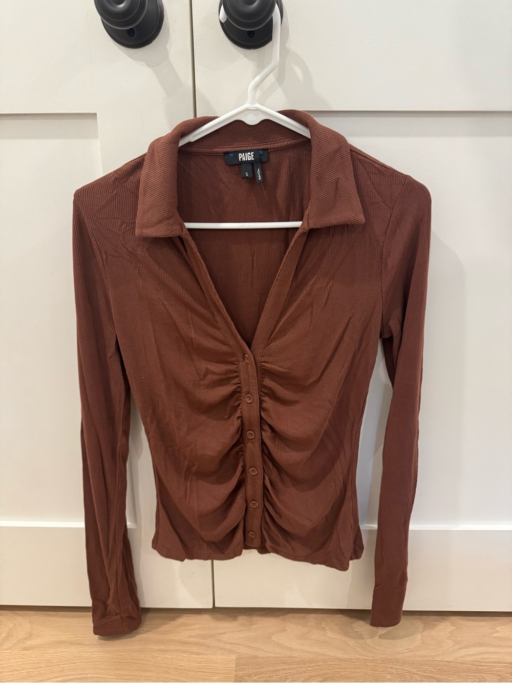 PAIGE Lafayette Top Long Sleeve Brown Size Small